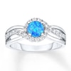 Thumbnail Image 1 of Lab-Created Blue Opal Ring White Topaz Sterling Silver