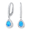 Thumbnail Image 0 of Lab-Created Blue Opal Earrings White Topaz Sterling Silver