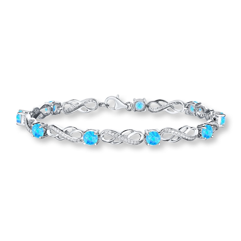 Lab-Created Blue Opal Bracelet Sterling Silver
