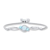 Thumbnail Image 1 of Lab-Created Opal Bolo Bracelet Blue Topaz Sterling Silver
