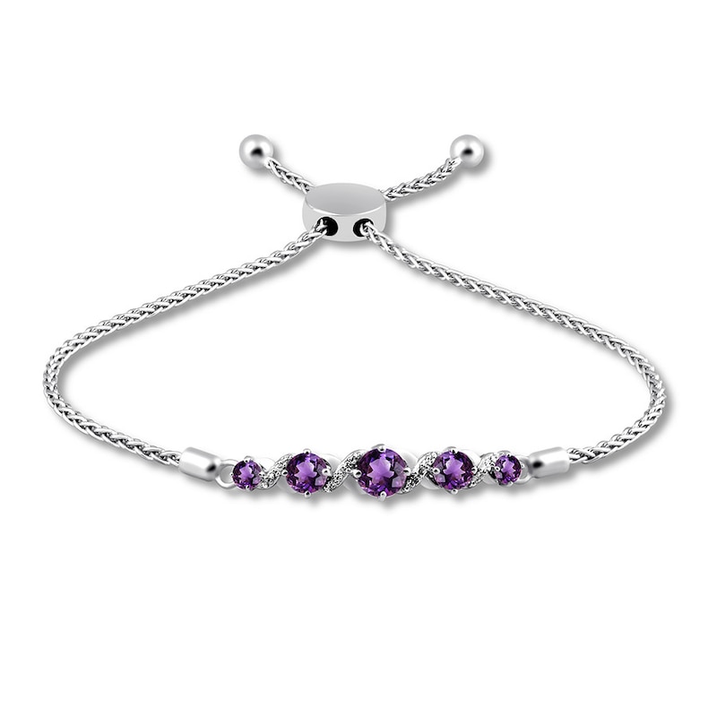 Main Image 1 of Amethyst Bolo Bracelet Sterling Silver 9.5