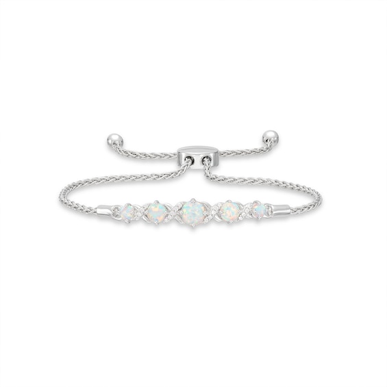 Lab-Created Opal Bolo Bracelet Sterling Silver
