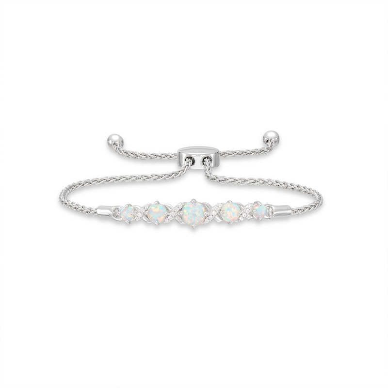 Main Image 1 of Lab-Created Opal Bolo Bracelet Sterling Silver
