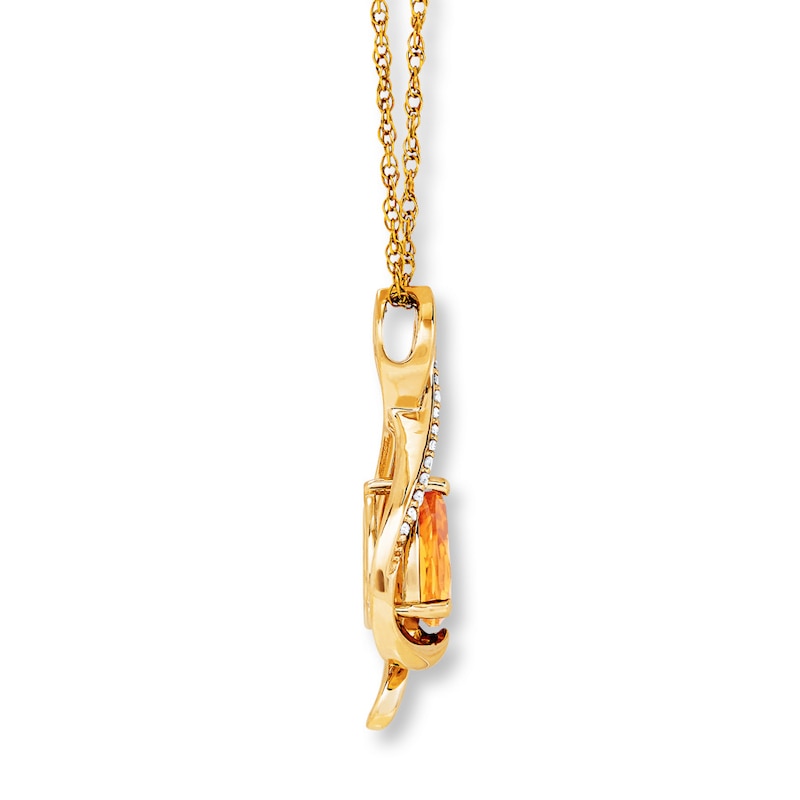 Main Image 2 of Citrine Necklace 1/20 ct tw Diamonds 10K Yellow Gold