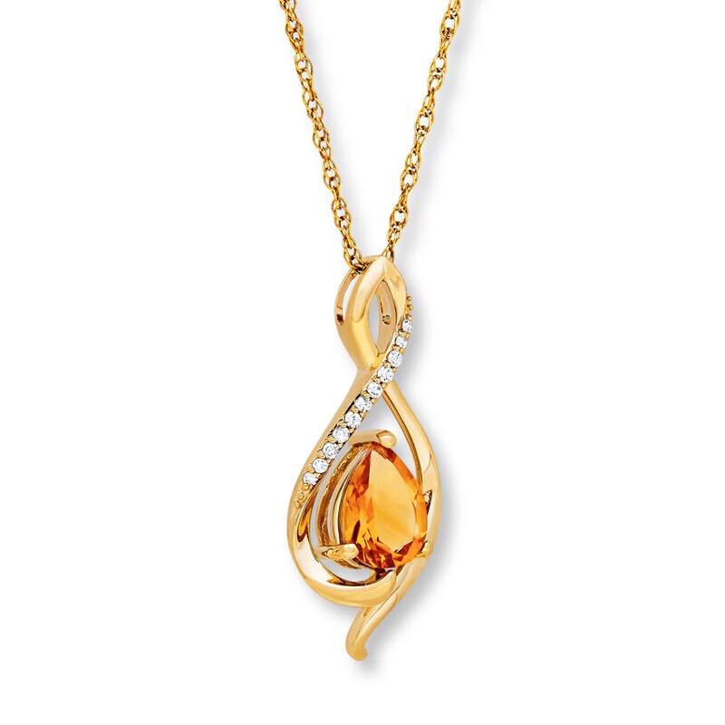 Main Image 3 of Citrine Necklace 1/20 ct tw Diamonds 10K Yellow Gold