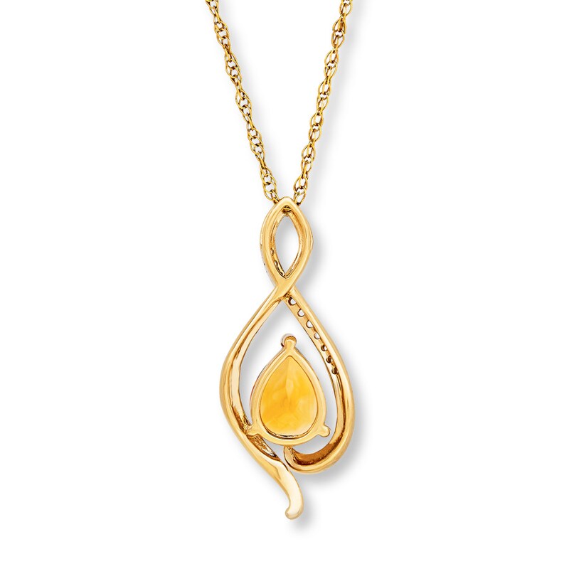 Main Image 4 of Citrine Necklace 1/20 ct tw Diamonds 10K Yellow Gold