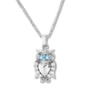 Thumbnail Image 0 of Petite Owl Necklace Blue Topaz/Lab-Created Sapphires St. Silver