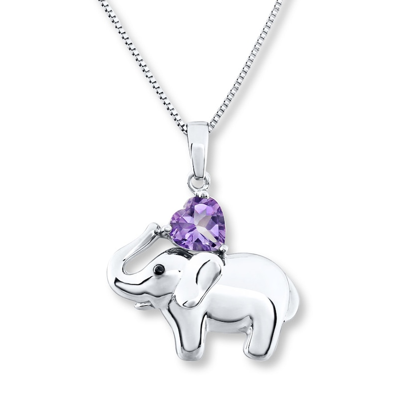 Main Image 1 of Elephant Necklace Amethyst Sterling Silver