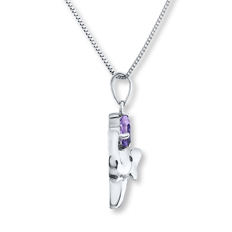 Main Image 2 of Elephant Necklace Amethyst Sterling Silver