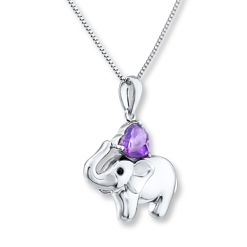 Elephant Necklace Amethyst Sterling Silver