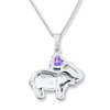 Thumbnail Image 4 of Elephant Necklace Amethyst Sterling Silver