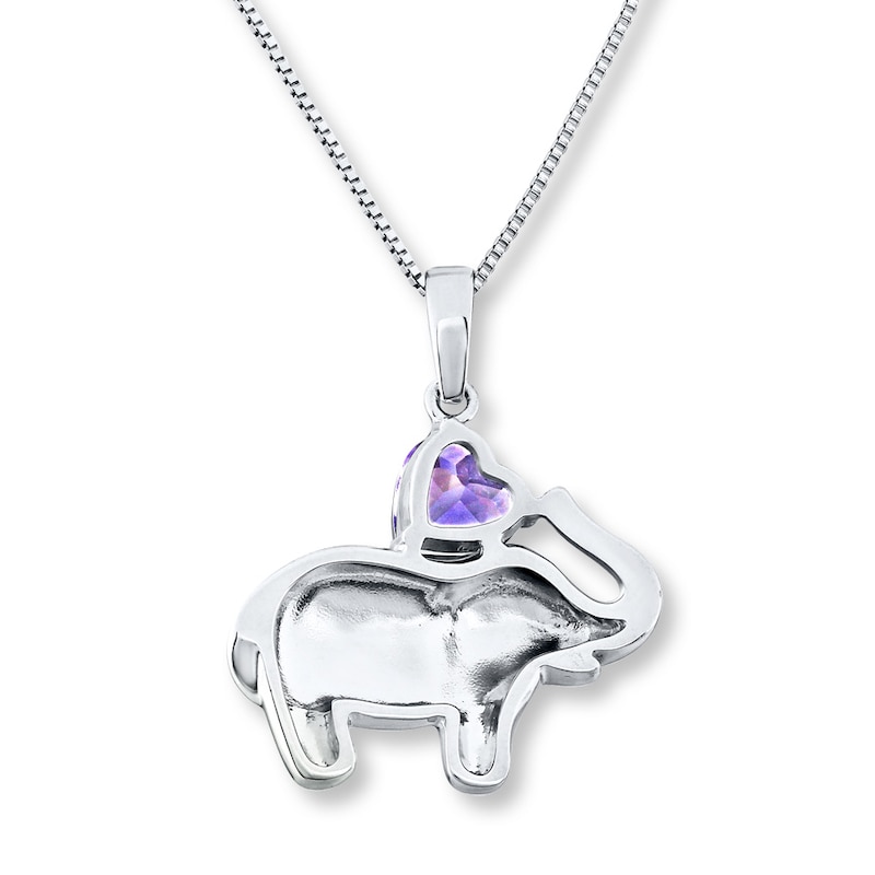 Elephant Necklace Amethyst Sterling Silver