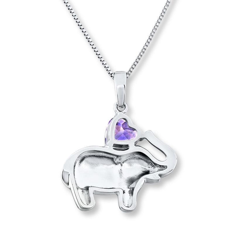 Main Image 4 of Elephant Necklace Amethyst Sterling Silver