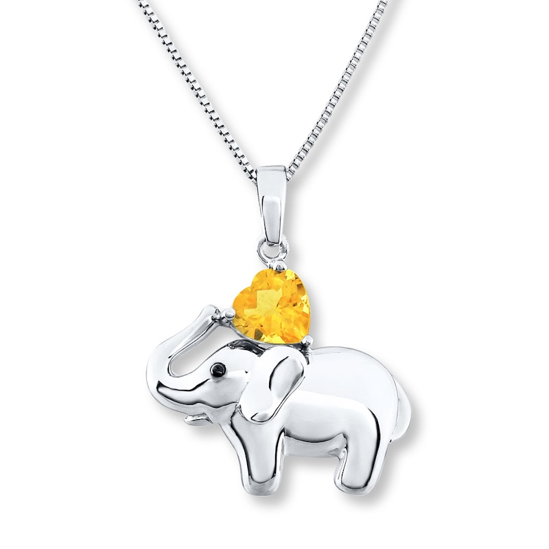 Main Image 1 of Elephant Necklace Citrine Sterling Silver