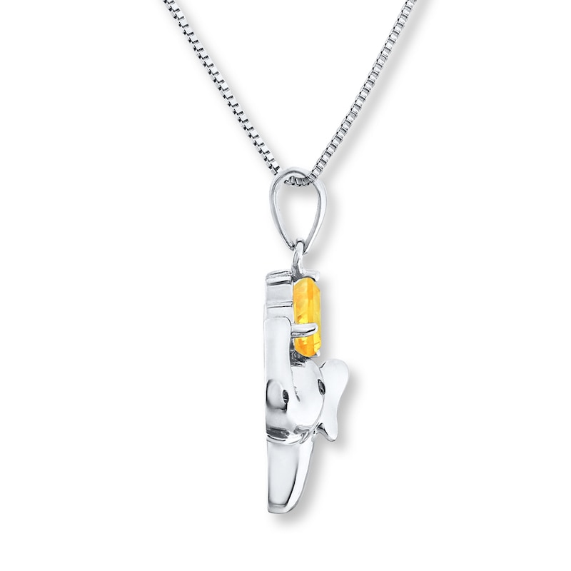 Elephant Necklace Citrine Sterling Silver