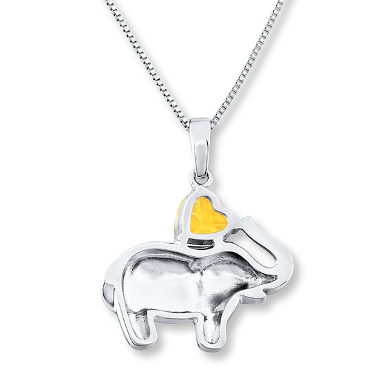 Elephant Necklace Citrine Sterling Silver Womens Necklaces