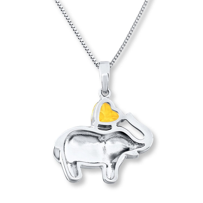 Elephant Necklace Citrine Sterling Silver