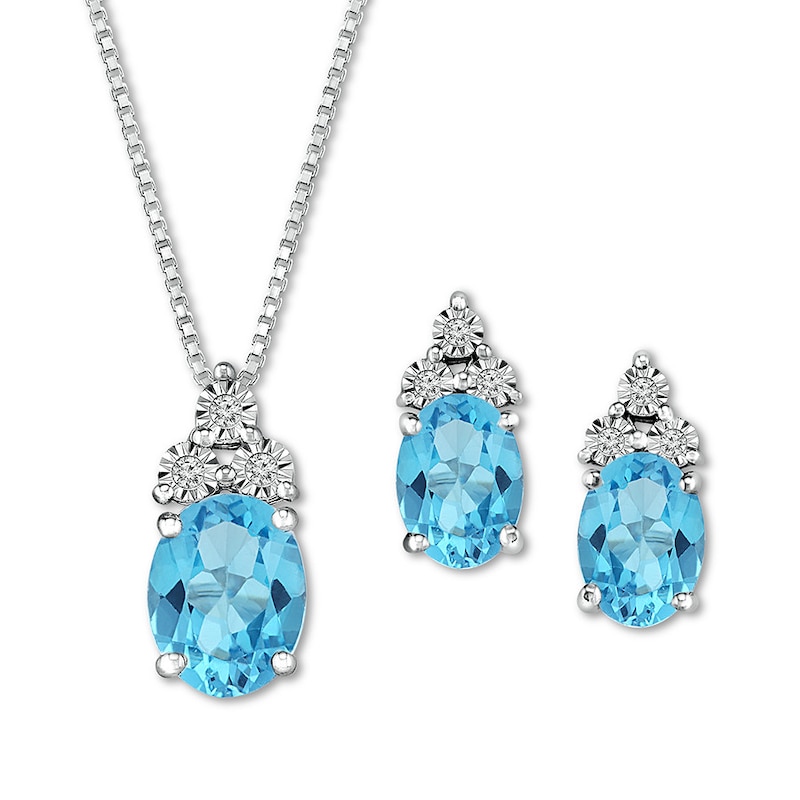 Main Image 1 of Boxed Set Topaz/Lab-Created White Sapphires Sterling Silver