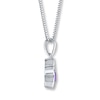 Amethyst & Diamond Paw Print Necklace Sterling Silver