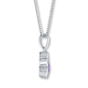 Thumbnail Image 2 of Amethyst & Diamond Paw Print Necklace Sterling Silver