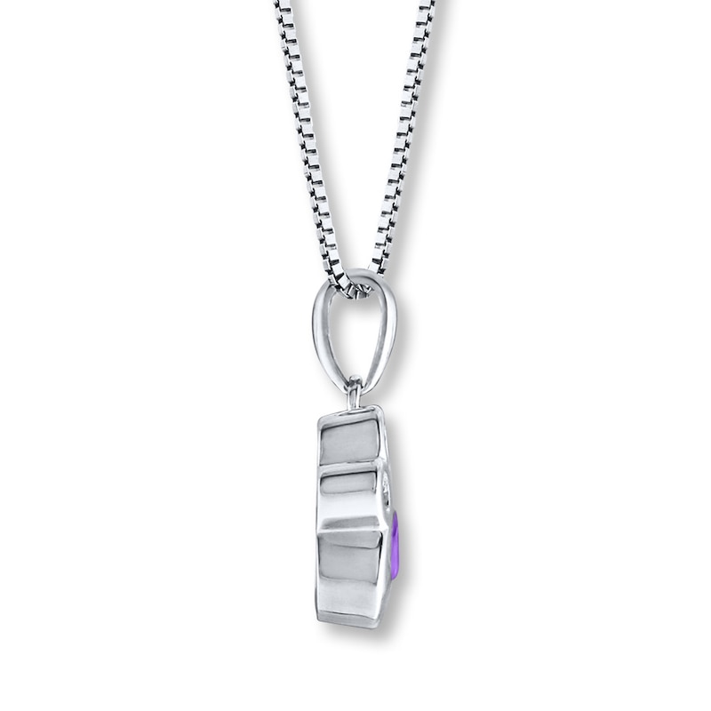 Main Image 2 of Amethyst & Diamond Paw Print Necklace Sterling Silver