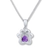 Thumbnail Image 4 of Amethyst & Diamond Paw Print Necklace Sterling Silver