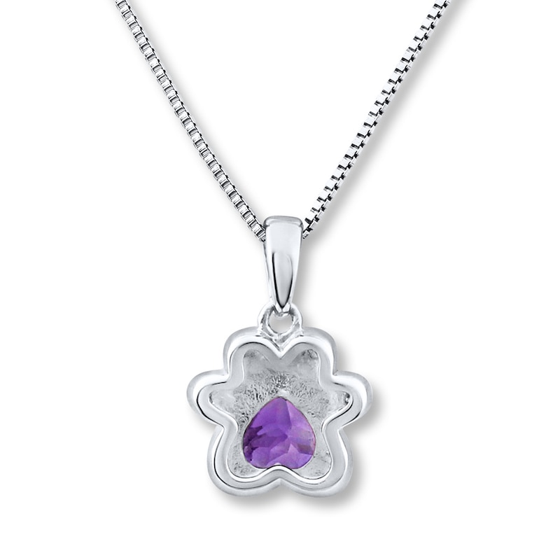 Main Image 4 of Amethyst & Diamond Paw Print Necklace Sterling Silver