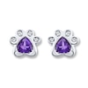 Thumbnail Image 1 of Amethyst & Diamond Paw Print Earrings Sterling Silver