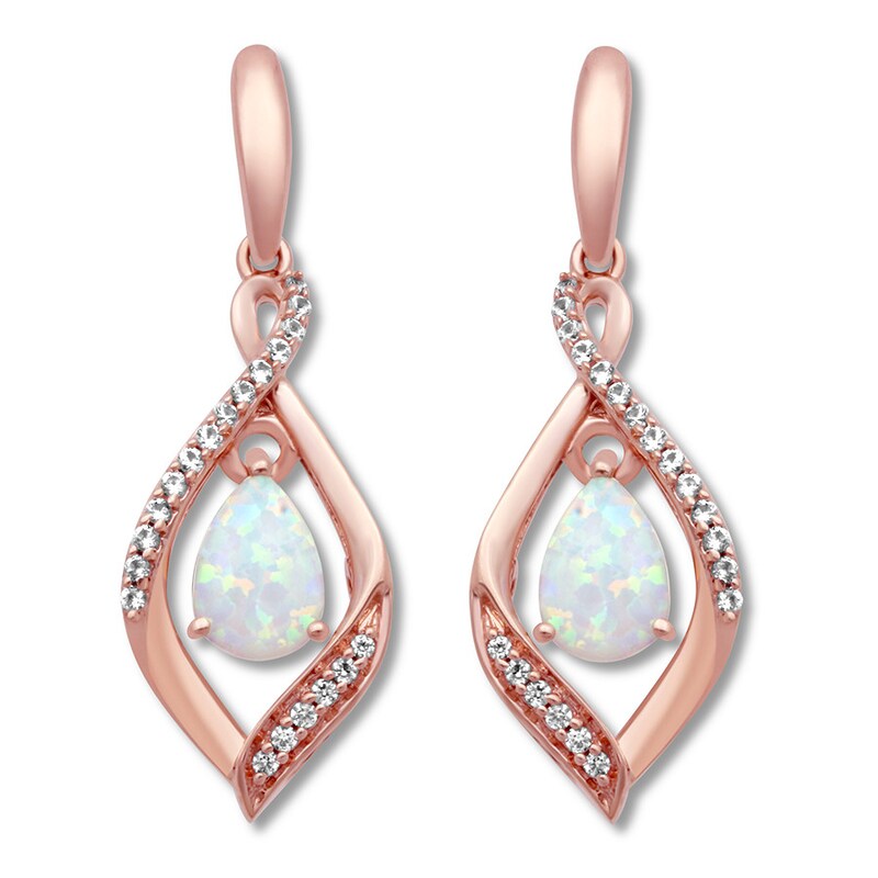 Lab-Created Opal/Lab-Created Sapphire Earrings 10K Rose Gold