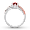 Garnet Ring 1/10 ct tw Diamonds Sterling Silver/10K Rose Gold