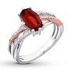 Garnet Ring 1/10 ct tw Diamonds Sterling Silver/10K Rose Gold