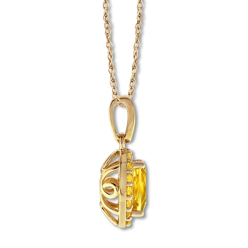 Citrine Necklace with Diamonds 10K Yellow Gold