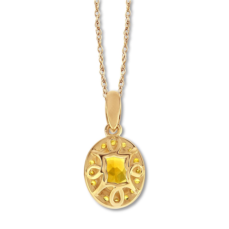 Main Image 4 of Citrine Necklace with Diamonds 10K Yellow Gold