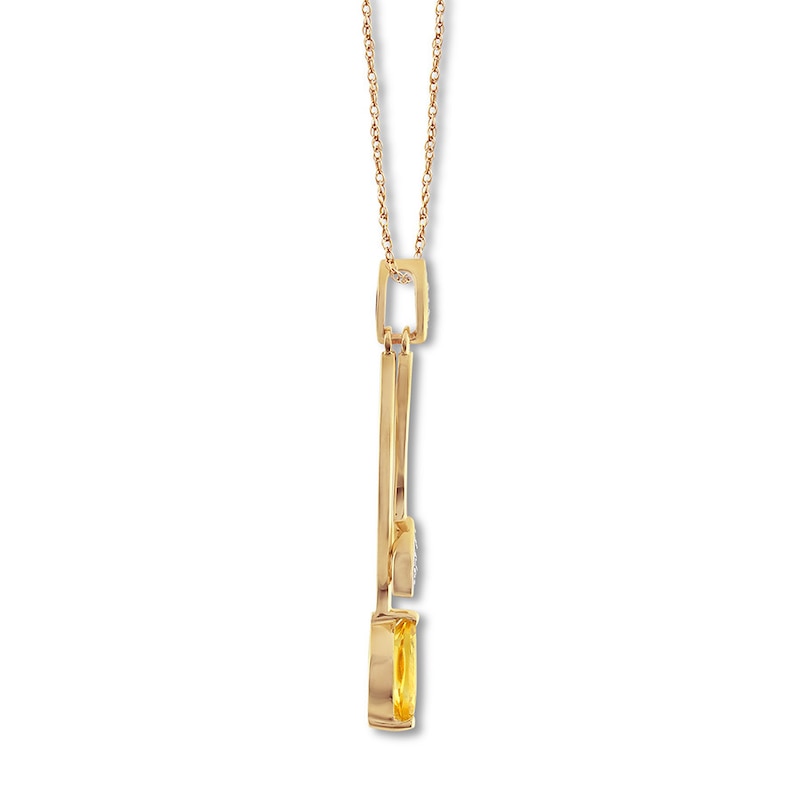 Citrine Necklace with Diamonds 10K Yellow Gold