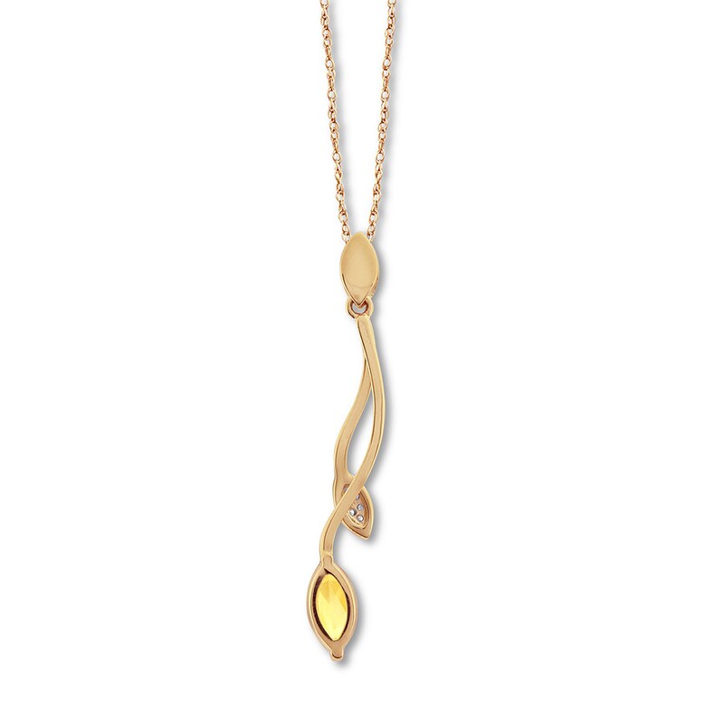 Citrine Necklace with Diamonds 10K Yellow Gold