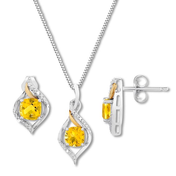Citrine Boxed Set Sterling Silver/10K Yellow Gold