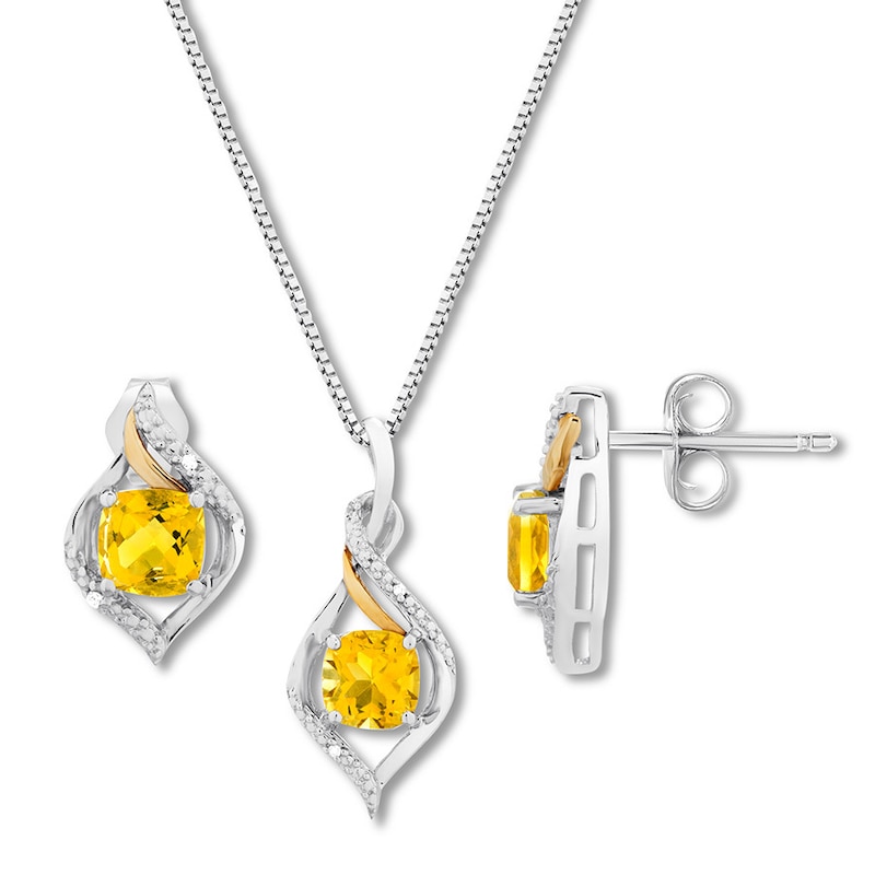 Main Image 1 of Citrine Boxed Set Sterling Silver/10K Yellow Gold