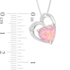 Thumbnail Image 1 of Lab-Created Pink Opal Heart Necklace Sterling Silver