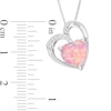 Thumbnail Image 2 of Lab-Created Pink Opal Heart Necklace Sterling Silver