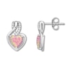 Thumbnail Image 1 of Lab-Created Pink Opal Heart Earrings Sterling Silver