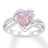 Thumbnail Image 1 of Lab-Created Pink Opal Heart Ring Sterling Silver