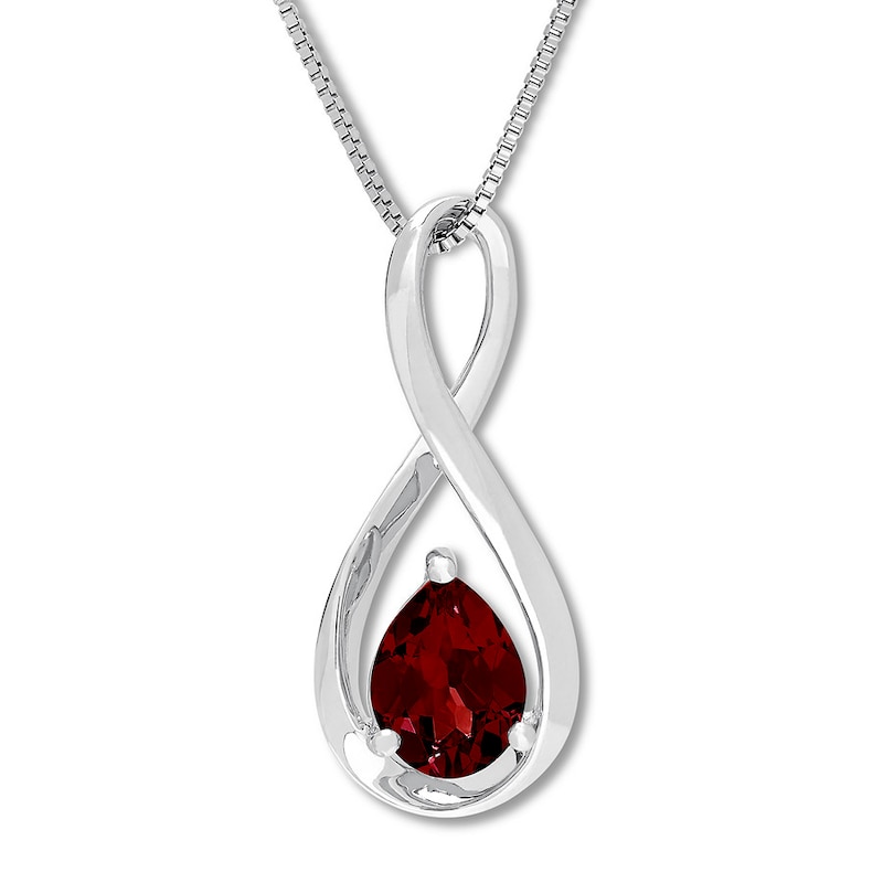 Main Image 1 of Garnet Necklace Sterling Silver