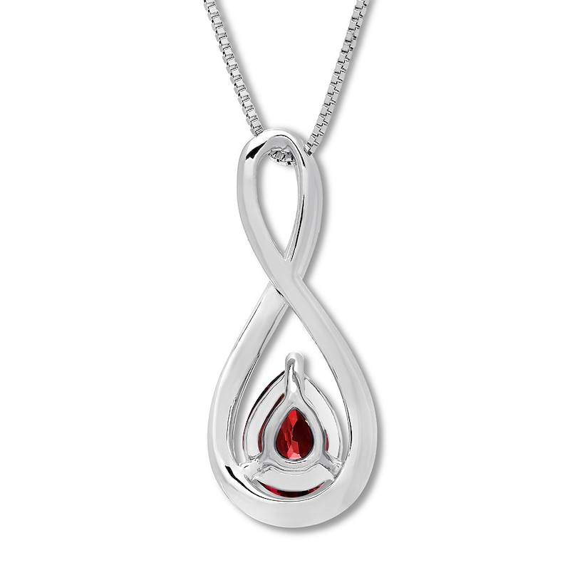Main Image 4 of Garnet Necklace Sterling Silver