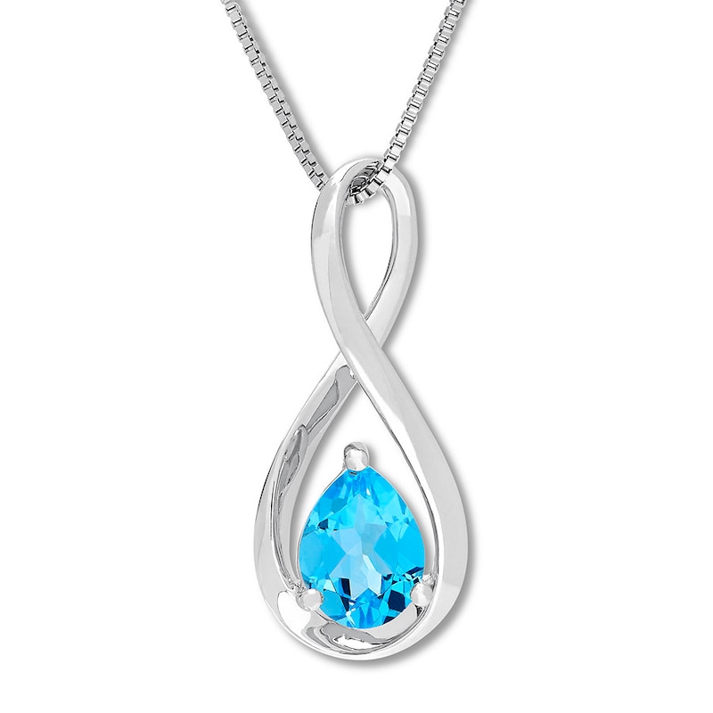 Main Image 1 of Blue Topaz Necklace Sterling Silver