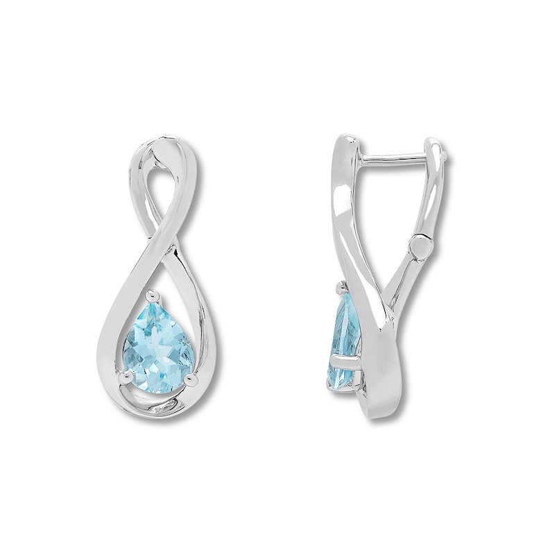 Main Image 1 of Aquamarine Infinity Earrings Sterling Silver