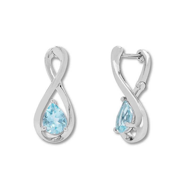 Main Image 2 of Aquamarine Infinity Earrings Sterling Silver