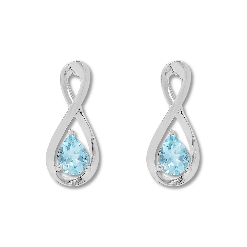 Main Image 3 of Aquamarine Infinity Earrings Sterling Silver