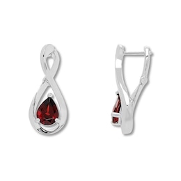 Garnet Infinity Earrings Sterling Silver