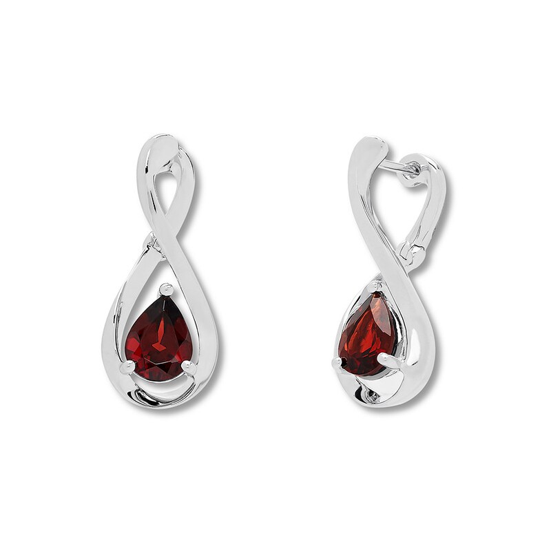 Garnet Infinity Earrings Sterling Silver