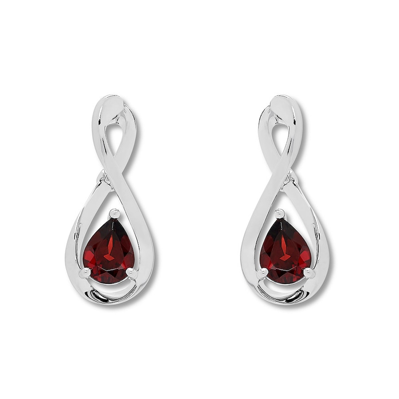 Main Image 3 of Garnet Infinity Earrings Sterling Silver